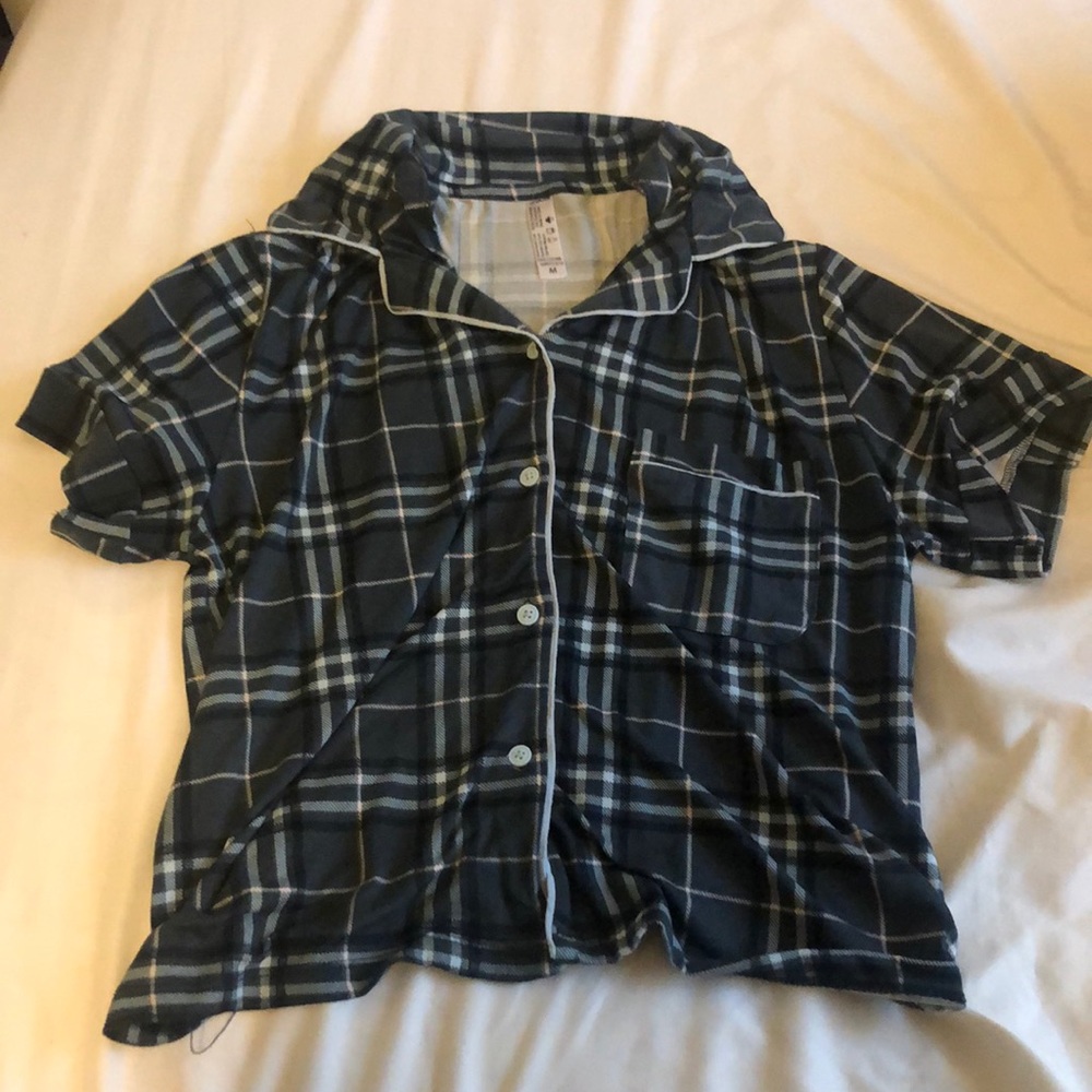 Plaid pj top